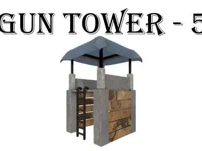 Gun Tower 5 Free low-poly 3D model