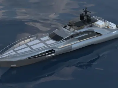Pershing style Low Poly Yacht  Low-poly 3D model