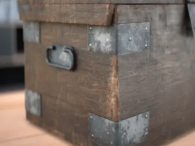 Wooden chest Low-poly 3D model buy