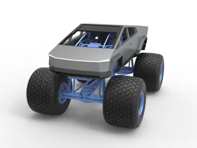 Tesla Cybertruck Monster truck Scale 1 to 25 3D print model