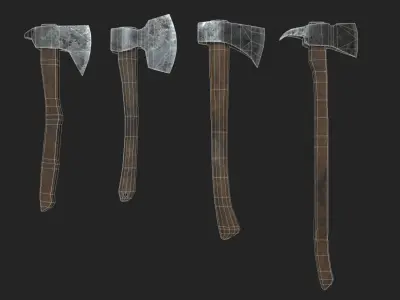Next Gen AAA Axe Set - game ready Low-poly 3D model