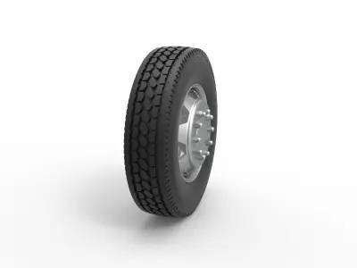 7 Hole front wheel of old school truck Scale 1 to 25 3D print model