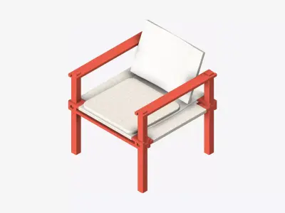 Chair - Armchair - Contemporary - Fire Low-poly 3D model