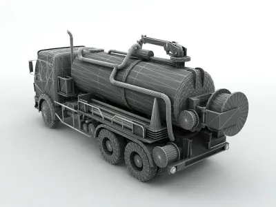  Industrial Vacuum Truck Mercedes Low-poly 3D model