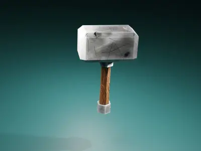 Low Poly Hammer thor Free low-poly 3D model