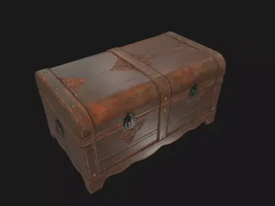 Wooden chest Low-poly 3D model
