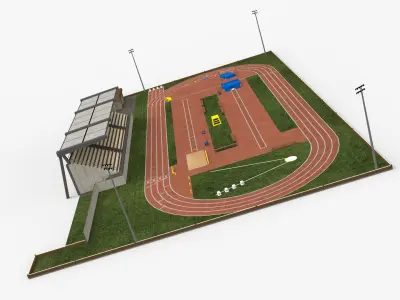 Athletics Run Track Stadium 3D model