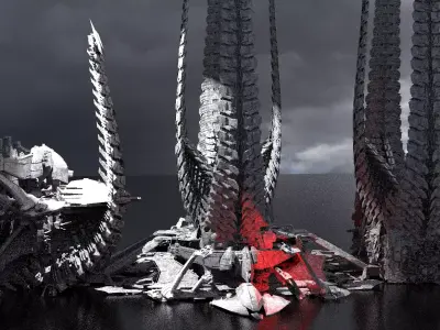 Alien Spine Tower 4 versions  3D model