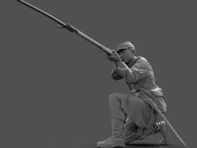 Historical soldier crouching 3D print model
