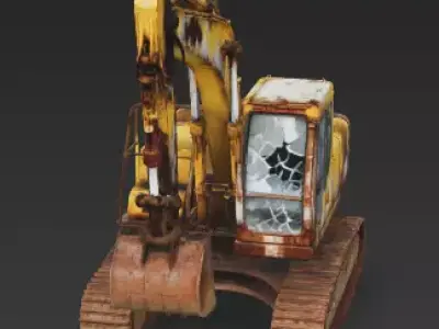Derelict Old Crawler Excavator 3D Model Low-poly 3D model