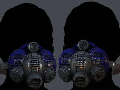Gas mask helmet 3d model scifi Low-poly  Low-poly 3D model 60