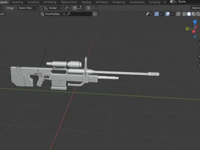 SCi-Fi sniper  Low-poly 3D model purchase