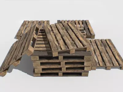 Industrial Wooden Pallet 5 Low-poly 3D model