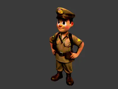 World War II Usa Soldier Low-poly 3D model