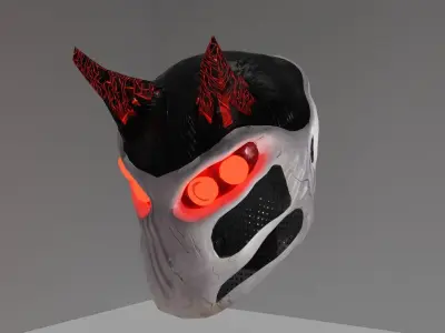 space helmet with horns Low-poly 3D model