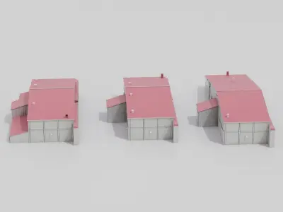 Aircraft Hangar Exterior Pack 2 Low-poly 3D model