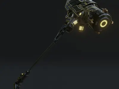 Sci Fi Hammer weapon PBR mid-poly Gameready Low-poly 3D model