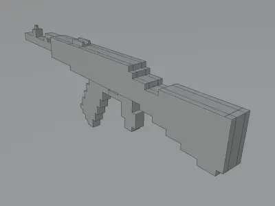 AK-74 pixel weapons Low-poly 3D model