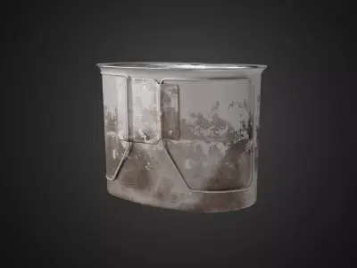 Canteen Cup 3D Model - Worn Military Butterfly Handle Pot Low-poly 3D model