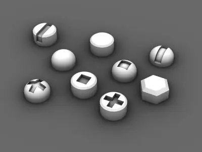 BWTF Scenics 2mm Bolts Screws and Rivets 3D print model