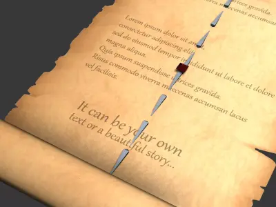 parchment scroll Old Low-poly 3D model