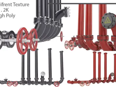 Pipeline3 pipes and valves  3D model