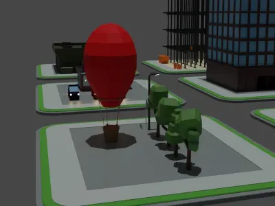 lowpoly city building with metal structure Free low-poly 3D model