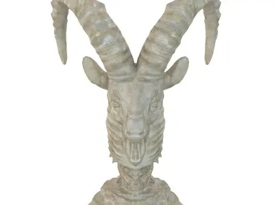 Goat bust marble statue Low-poly 3D model