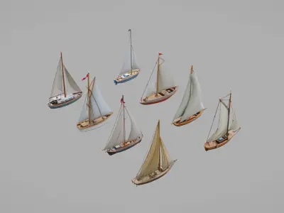 Sailboats Pack Collection Low-poly 3D model