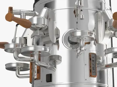  Retro Espresso Machine With Empty Cups Chrome 