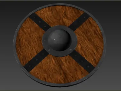 Wooden shield Low-poly 3D model 11