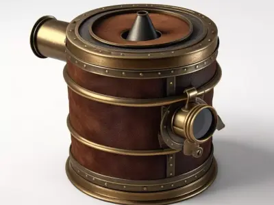 Steampunk Brass Leather Device Prop 3D model