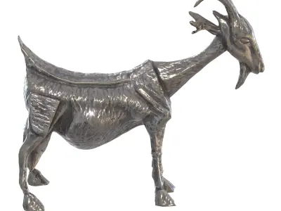 Ancient Goat metal statues Low-poly 3D model