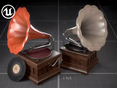 Soviet Gramophone Low-poly 3D model