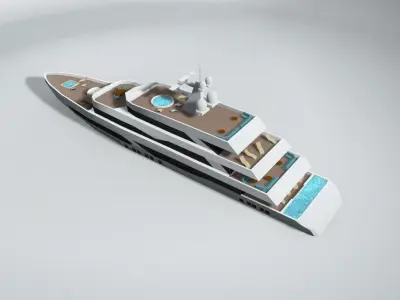Mega Yacht Boat LOWEST Low-poly 3D model