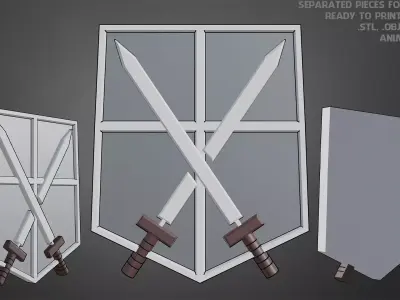 Attack On Titan Trainee Corps Emblem Logo for Cosplay 3D print model