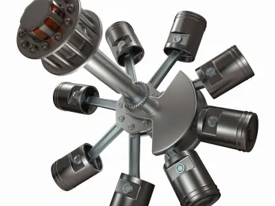 Animated Radial Engine 3D model