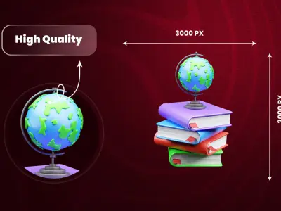 World book day 3d Illustration  Icon Pack 3D model