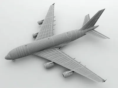 Airbus A380 Airliner - Generic White Low-poly 3D model