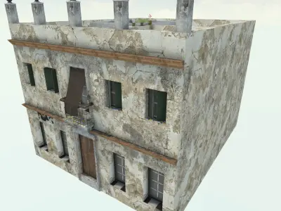 Old High-Quality 3D Colonial House Low-poly 3D model