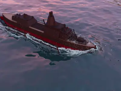 light cruiser  steampunk fantasy Low-poly 3D model