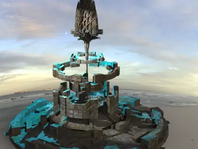 Babylon garden structure Sci Fi Low-poly 3D model