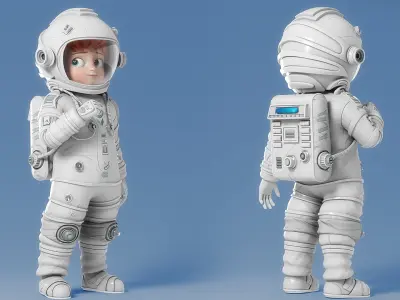 Cartoon Astronaut Rigged 3D model get