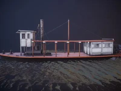 Steam ship Low-poly 3D model