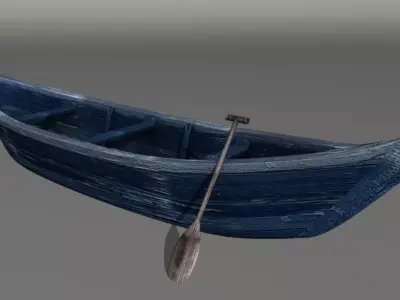 Wooden Boat Low-poly 3D model 25