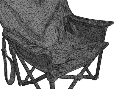 Distressed Foldable Camping Chair Low-poly 3D model