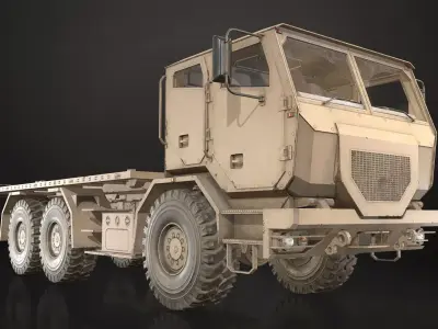 Military Truck V2 - Flatbed Low-poly 3D model