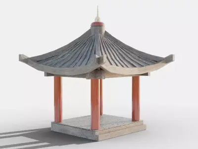 pagoda-like building Low-poly 3D model