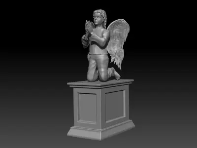Angel statue with wings 3D model