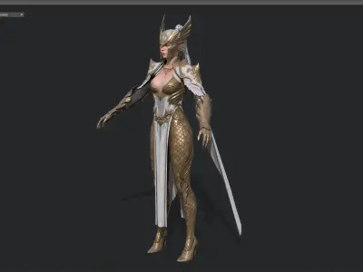 Female warrior Low-poly 3D model purchase